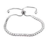 Adjustable Pave Cubic Zirconia Bracelets Bolo Bracelet Slider Gold 8.4"  P502
