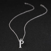 Sterling Silver Plated Necklace Women Pendant Initial Letter Alphabet B375