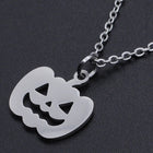 Halloween Stainless Steel Pendant Necklace Lobster Pumpkin Silvr 15.7" 1.5mm P66