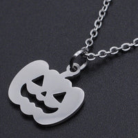 Halloween Stainless Steel Pendant Necklace Lobster Pumpkin Silvr 15.7" 1.5mm P66