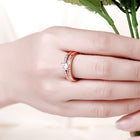 Rose Gold Platinum Plated Bridal Engagement Wedding Set Ring AAA Zirconia B153