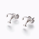 Stainless Steel Set Stud Earring Pendant Necklace Alphabet Letter 17.7" P495
