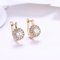 Platinum Plated Earrings  Hoop Huggies AAA Zirconia Latch Back Clasp L582