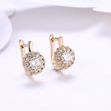 Platinum Plated Earrings  Hoop Huggies AAA Zirconia Latch Back Clasp L582
