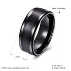 Stainless Steel Black Mens Band Carbon Fiber Silver Black Blue Ring B558