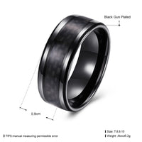 Stainless Steel Black Mens Band Carbon Fiber Silver Black Blue Ring B558