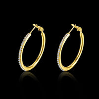Rose Yellow Gold Silver Zirconia Latch Back Hoop Earrings L113