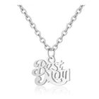 Mother's Day Stainless Steel Pendant Necklace Word Best Mom Silver 16" 1mm A403