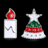 Rose Gold Platinum Enamel Stud Earrings Christmas Tree Candle 17x12mm P133