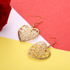 Yellow Gold Platium Plated Earrings Heart Chadelier Fish Hook Clasp L631