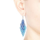 Dangle Earrings Earring Hooks Leaf Gray Blue Green Black 60x27mm P352