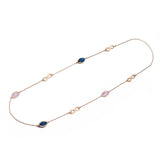 Yellow Gold Plated Necklace Chain  AAA Zirconia Blue Lobster Clasp B390