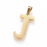 Stainless Steel Pendant 1.2" Earrings Necklace 17.7" Alphabet Letter Gold P813