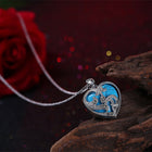 Platinum Plated Necklace Pendant Heart Kallaite Blue 20 Inches 1MM Lobster B191