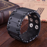 Leather Bracelet Black Brown 9.5 Inches 38MM Push button  L447