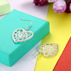 Yellow Gold Platium Plated Earrings Heart Chadelier Fish Hook Clasp L631