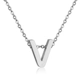 Stainless Steel Women's Unisex 18 Inch Necklace Pendant Letter Lobster Clasp S3