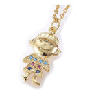 Stainless Steel Pendant Necklace Cubic Zirconia Girl Boy Gold 18" Z486