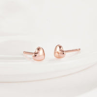 Brass Stud Earrings Heart Rose Gold Silver P553