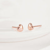 Brass Stud Earrings Heart Rose Gold Silver P553