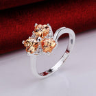 Sterling Silver Plated Heart CleverZirconia Flower Band Ring Size 8 B143
