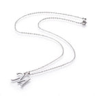 Stainless Steel Set Stud Earring Pendant Necklace Alphabet Letter 17.7" P495