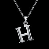 Sterling Silver Plated Necklace Women Pendant Initial Letter Alphabet B375