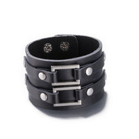 Leather Bracelet  9 Inches 49MM Push button L444