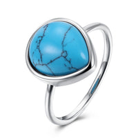 Platinum Plated Black Gunmetal Halo Plain Ring Womens Kallaite Stone Blue B501