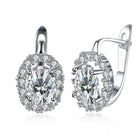 Platinum Plated Earrings  Hoop Huggies AAA Zirconia Latch Back Clasp L583