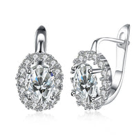 Platinum Plated Earrings  Hoop Huggies AAA Zirconia Latch Back Clasp L583