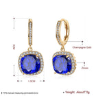 Yellow Gold Platinum Plated Earrings  Drop Dangle Zirconia Latch Back Clasp L594