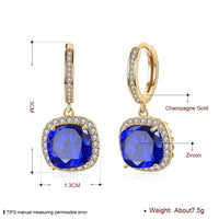 Yellow Gold Platinum Plated Earrings  Drop Dangle Zirconia Latch Back Clasp L594