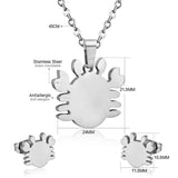 Stainless Steel Women's Unisex Set 18 Inch Necklace Earrings Crab Y33