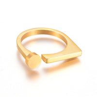 304 Stainless Steel Finger Rings Flat Round Gold Size 7 17mm  A41