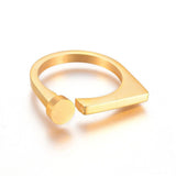 304 Stainless Steel Finger Rings Flat Round Gold Size 7 17mm  A41