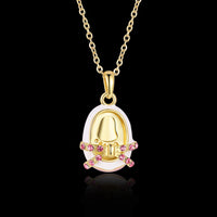 Yellow Gold Plated Necklace Pendant  AAA Zirconia  Lobster Clasp B178