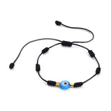 Adjustable Nylon Threads Braided Bead Bracelet Handmade Evil Eye Light Blue Z136