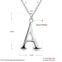 Sterling Silver Plated Necklace Women Pendant Initial Letter Alphabet B375