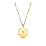 Pendant Necklace Chains Flat Round Initial Alphabet Letter Gold 16.15" P652