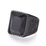 Stainless Steel Wide Band Ring Cannabis Pot Leaf Hemp Leaf Black Red Z675