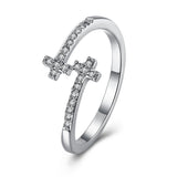 Rose Gold Platinum Plated Fashion Ring AAA Zirconia Cross Adjustable Size B307