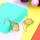 Yellow Rose Gold Plated Earrings Flower Chadelier Fish Hook Clasp L652