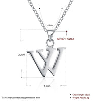 Sterling Silver Plated Necklace Women Pendant Initial Letter Alphabet B375