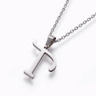 Stainless Steel Set Stud Earring Pendant Necklace Alphabet Letter 17.7" P495