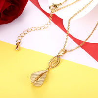 Yellow Gold Rose Plated Necklace Pendant Drop 19 Inches 1MM Lobster Clasp B292