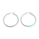 Electro Stainless Steel Big Hoop Earrings Hypoallergenic Twisted Rainbow Z289