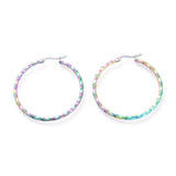 Electro Stainless Steel Big Hoop Earrings Hypoallergenic Twisted Rainbow Z289