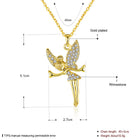 Rose Gold Platinum Plated Necklace Pendant Tinkerbell Wings Fairy 20" 2MM Lobster B333