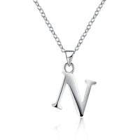 Sterling Silver Plated Necklace Women Pendant Initial Letter Alphabet B375